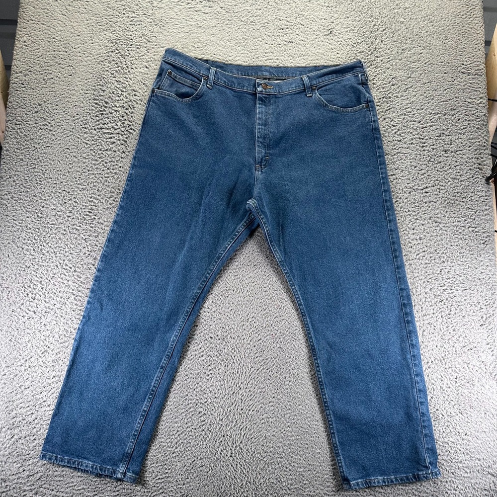 Wrangler Jeans Mens 42x30 Blue Cotton Denim Straight Relaxed Workwear Stretch